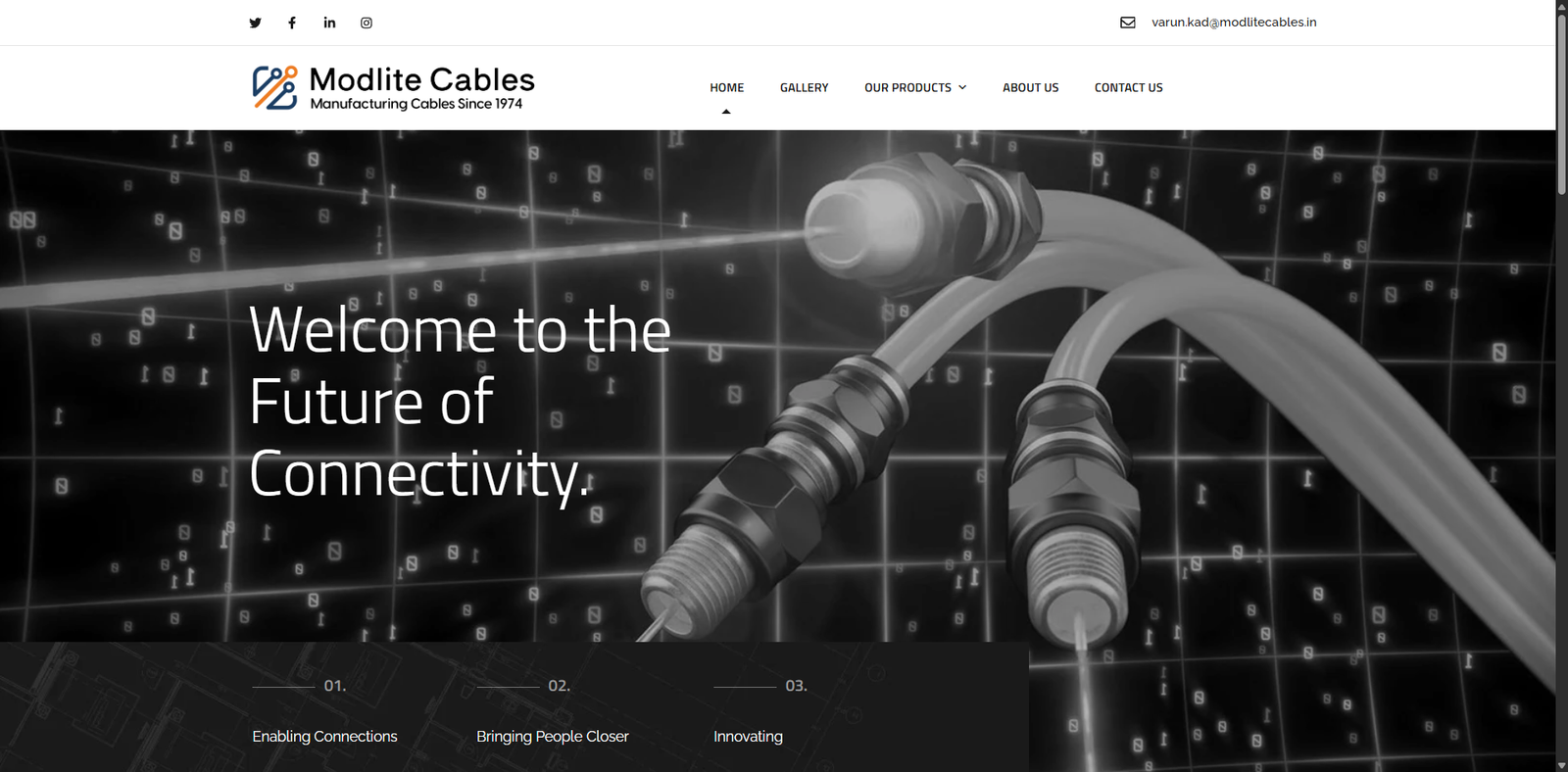 Modlite Cables manufacturing website screenshot