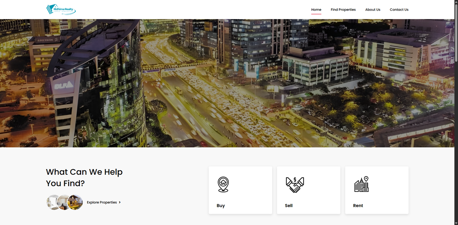 Ridhima Realty property website screenshot