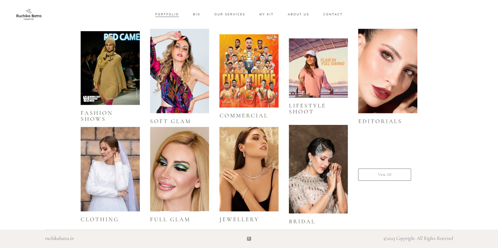 Ruchika Batra makeup and beauty portfolio website screenshot